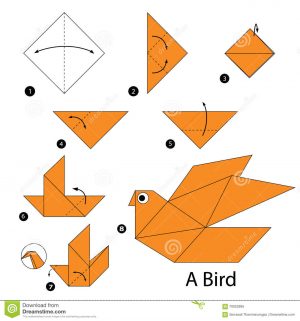 Paper Origami Step By Step Step Step Instructions How To Make Origami A Bird Stock Vector