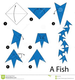 Paper Origami Step By Step Step Step Instructions How To Make Origami Fish Stock Vector