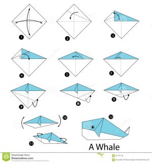 Paper Origami Step By Step Step Step Instructions How To Make Origami Whale Stock Vector