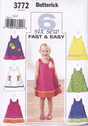 Pattern Sewing Easy Butterick Sewing Pattern Very Easy Girls Dress Sizes 1 6 Years B3772