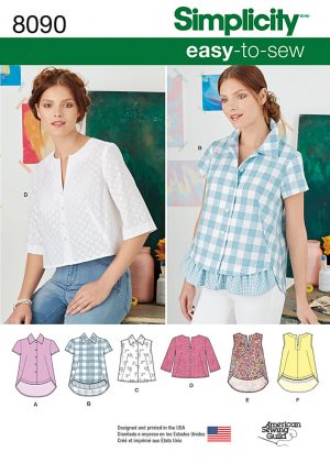 Pattern Sewing Easy Simplicity 8090 Misses Easy To Sew Button Shirt And Pullover Top