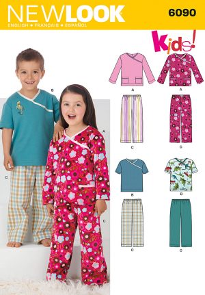 Pattern Sewing Kids New Look 6090 Childs Pajama Pants And Top With Short Or Long Sleeves