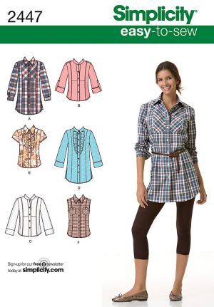 Pattern Sewing Women Womens Shirt Easy Sewing Pattern 2447 Simplicity Easy To Sew