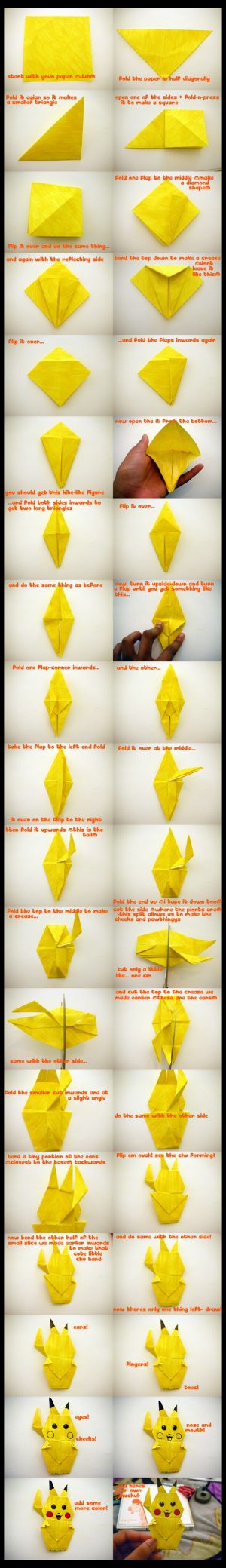 Pikachu Origami Tutorials How To Make An Origami Pikachu Bit Rebels