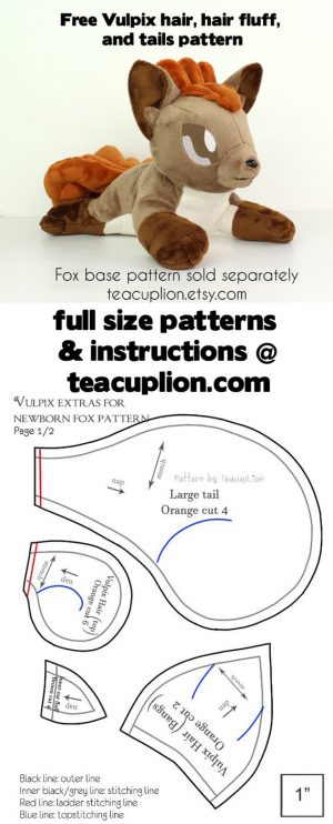Sewing Plushies Free Pattern Free Vulpix Parts Plushie Sewing Pattern Teacuplion On Deviantart