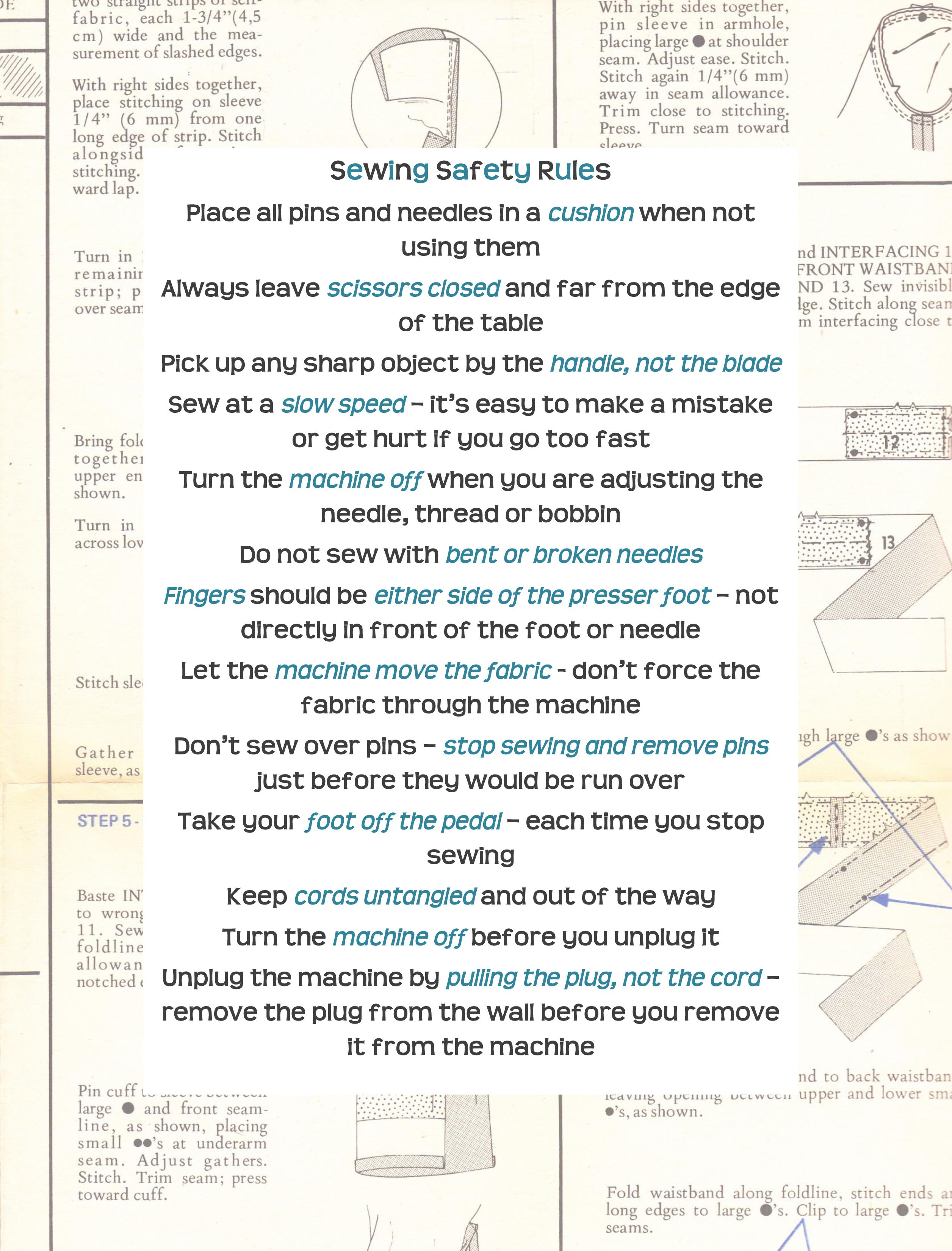 Sewing Printables Free Signs Post Image For Free Printable Sewing Safety Rules Pdf Flock Of