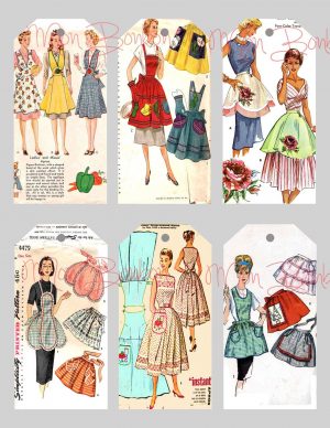 Sewing Printables Free Vintage Digital Collage Sheet Of Vintage Sewing Pattern Aprons Tags