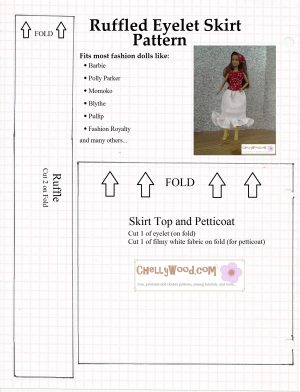 Sewing Printables Free Vintage Free Ruffled Eyelet Skirt Pattern For Dolls Chellywood