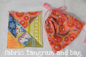 Sewing Scrap Projects Leftover Fabric Sew Homegrown Diy Fabric Tangram With Drawstring Bag
