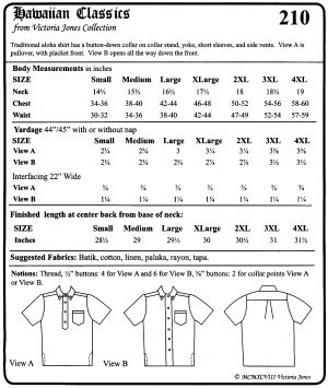 Sewing Tshirt Pattern Victoria Jones Collection 210 Mens Classic Hawaiian Businessmans
