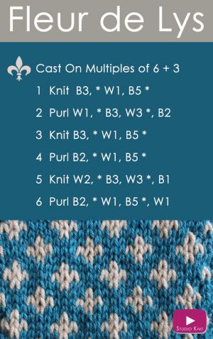 Stranded Knitting Patterns Simple How To Knit The Fleur De Lys Pattern With Video Tutorial Studio