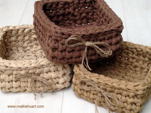 Tshirt Crochet Basket Crochet T Shirt Yarn Square Basket Baskets Pinterest Yarns