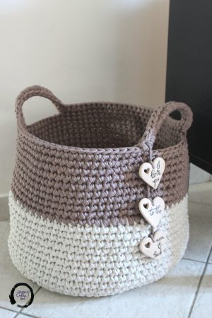 Tshirt Crochet Basket Large T Shirt Yarn Beige And Brown Basket Endlessknot