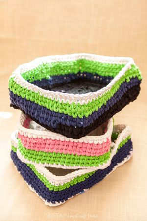 Tshirt Crochet Projects Organize Your Laundry Room Rectangular Basket Crochet Pattern Using